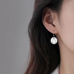 S925纯银针复古萌趣耳饰女创意设计感学生时尚个性小熊饼干耳环