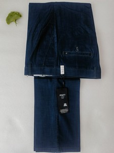 明顿男裤新款春夏薄款大版商务牛仔裤D2120蓝色弹力高腰