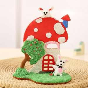 儿童diy超轻粘土蘑菇房儿童手工制作房子涂色材料包彩泥亲子活动