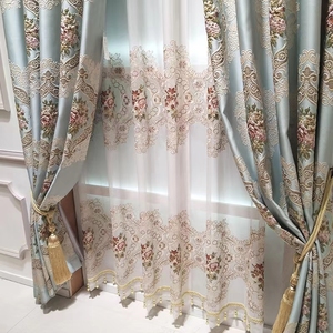 隔热美式欧式浮雕遮光客厅卧室定制飘窗色织提花奢华外贸余单窗帘