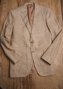 专柜现货ralph lauren 紫标 意大利手工桑蚕丝亚麻混纺千鸟格西服