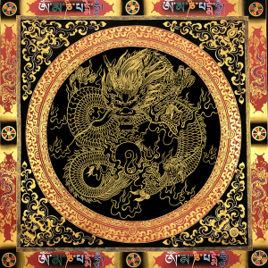 六字真言龙图腾描金唐卡|静心减压描金涂色|diy手绘填色装饰油画