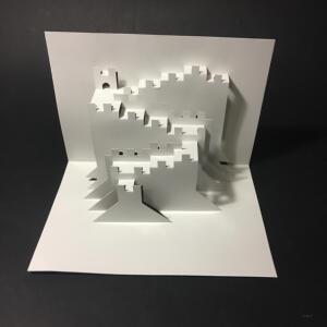 立体构成作品手工模型成品电子稿纸雕贺卡万里长城纸浮雕展柜装饰