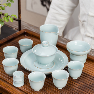 景德镇茶具套装家用功夫 6人组合茶杯盖碗陶瓷创意整套带礼盒包装