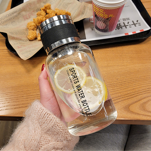 2000ml超大容量玻璃杯透明带茶隔带杯套耐高温水杯男女便携运动杯