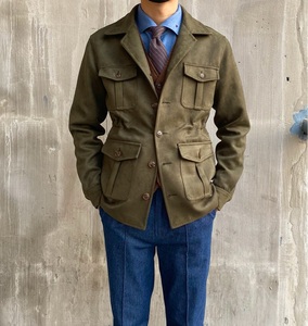 麂皮绒猎装夹克 意式经典safari jacket 秋冬多口袋复古咔叽工装