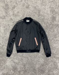 slp saint laurent圣罗兰摩登复古真丝质感 logo印花棒球夹克外套