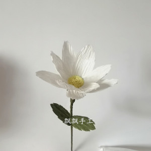 小雏菊皱卷纸花成品手工皱纹纸劳技课手工作业纸艺花diy褶皱纸花