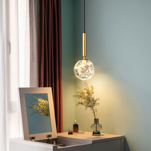 轻奢满天星客厅电视格栅背景墙装饰吊灯沙发旁边角落灯玻璃吊线灯