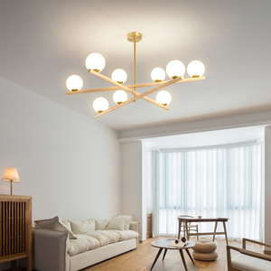 日式客厅吊灯原木风灯具侘寂风客厅灯小户型北欧魔豆灯新中式主灯