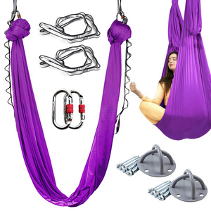 8米瑜伽馆空中瑜珈吊床套装低弹吊绳吊布菊绳固定盘yoga hammock