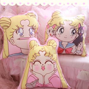 卡通少女心美少女抱枕笑脸女孩子靠垫抱枕公主房装饰抱枕