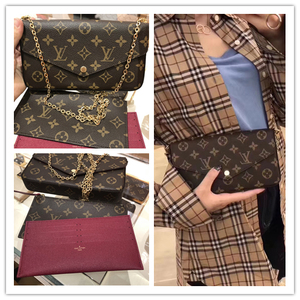 lv/路易威登女包 pochette老花三合一信封包单肩斜挎链条包m61276