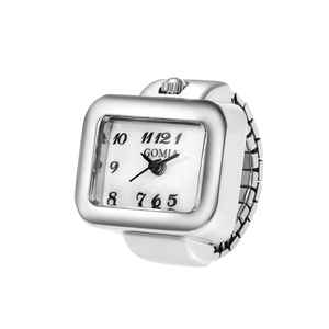 GOMIA品牌时尚戒指表圆形真夜光弹力带加长表带手表休闲日常看时