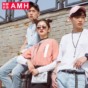 AMH2020夏季新款男士t恤圆领潮流韩版宽松半袖印花短袖上衣男装
