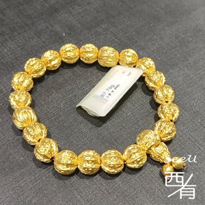 周大福传承系列手链 转运珠珠链金刚菩提黄金足金男士手串f213255