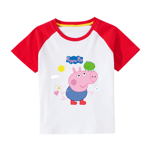 乔治儿童半袖t恤男童夏季休闲短袖小猪佩奇童装5岁男宝宝纯棉上衣