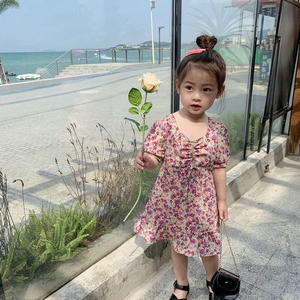 女童碎花连衣裙夏季洋气时尚小女孩裙子两岁女宝宝夏款短袖公主裙