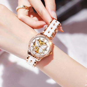 瑞士正品浪­琴手表女士机械表时尚韩版商务夜光防水陶瓷女士腕表
