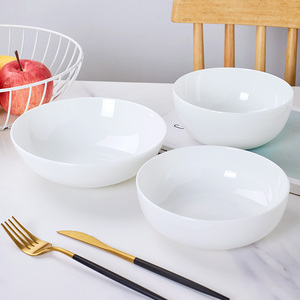 景德镇白色陶瓷面碗中式大号汤碗简约骨瓷餐具家用创意纯白色菜碗