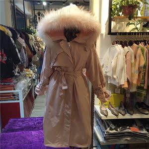 milimili雪罗拉西树影黛190095大貉子毛长羽绒服派克服可拆卸内胆