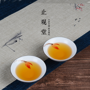 陶瓷单个景德镇手绘红荷花功夫茶具茶杯白瓷茶碗茶盏陈佳乐3145124