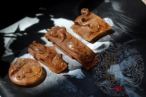 私藏 高古 白水晶 千年 汉代 剑饰 四件套 螭龙纹 剑璏 收藏 浮雕