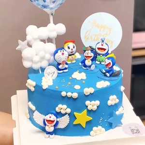 蛋糕装饰哆啦a梦蓝胖子叮当猫机器猫摆件儿童节生日派对装扮插件