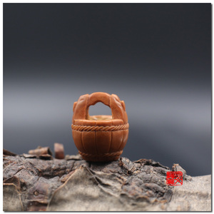 桃核雕刻精品水桶聚财个性定制纯手工野生龙纹精雕一统天下桃篮