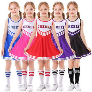 六一节团体演出服 儿童啦啦队服 幼稚园 学校运动会 足球宝贝裙子
