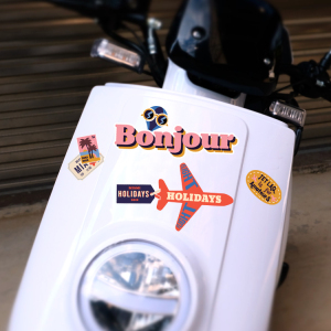 小牛贴画小龟王电瓶电动车贴纸旅行度假风贴花摩托车外壳装饰贴膜