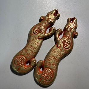 黄铜复古虎符印章兵符信物实心摆件二合一铜器摆件