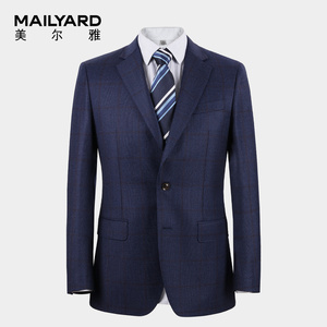 mailyard/美尔雅西服单件纯羊毛商务休闲男士复古格子西装上衣608