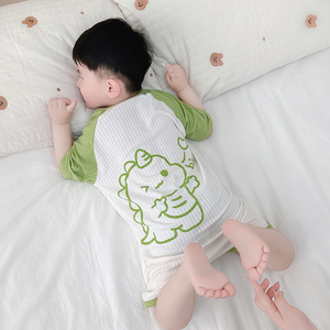 男童睡衣夏款2024新款薄款纯棉宝宝儿童连体睡袋夏季防着凉空调服