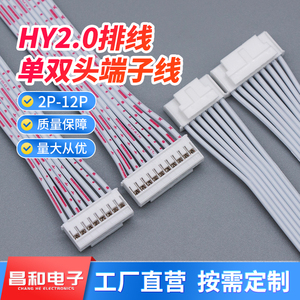 HY2.0mm端子线 2p-12p带锁扣连接线 间距2.0排线 双头红白排线