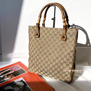 97新 gucci竹节老花托特包 直邮 日本vintage中古
