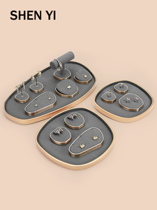 SHENYI新款首饰展示道具灰色超纤金展示架项链戒指饰品陈列收纳盘