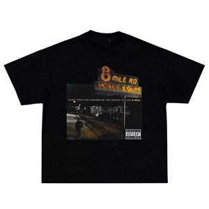 复古Eminem八英里Vintage饶舌8Mile阿姆嘻哈街头印花Tee短袖T恤