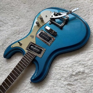 工厂直销生产定制1965 Venture Mosrite类电吉他蓝凹带摇杆guitar