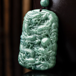 天然a货翡翠九龙护主生肖龙民族风情侣龙凤冰种玉石吊坠挂件玉佩