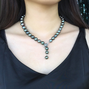 乐乐珠宝 高端奢华法国大溪地孔雀绿黑珍珠海水项链 收藏级项链
