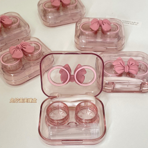 免拧盖美瞳盒子/一体式透明高级感防漏隐形眼镜护理盒可爱蝴蝶结
