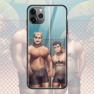 壮熊情侣适用苹果13promax个性手机壳mate40网红gay玻璃壳nova7se