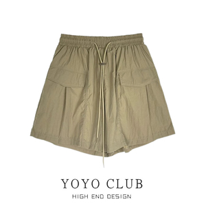 YOYO CLUB品牌折扣冰丝速干短裤女夏季薄款高腰阔腿休闲五分裤