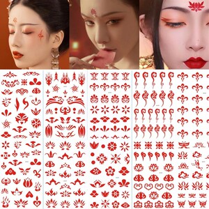 表演图案古装额饰妆容花钿红点眉心贴烫金唐朝新款汉服古风纹身贴