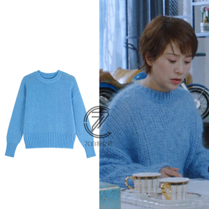 甜蜜海清田蜜明星同款衣服休闲毛衣女宽松慵懒套头针织衫外穿上衣