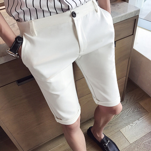夏季白色五分休闲裤男韩版潮流修身青年西装短裤发型师薄款中裤子