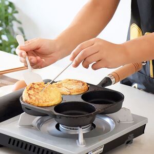 鸡蛋饼锅摆摊工具铸铁加深鸡蛋汉堡锅无涂层四孔煎蛋模具不粘家用