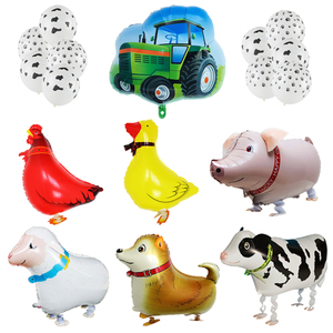 农场动物主题气球走路奶牛绵羊小猪铝箔气球宝宝生日派对装饰布置
