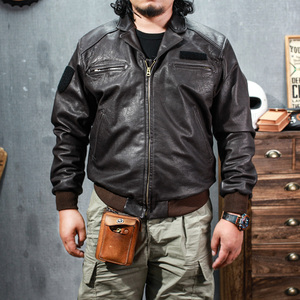 意大利植鞣山羊皮59飞行服皮衣日系复古咔叽宽松外套男